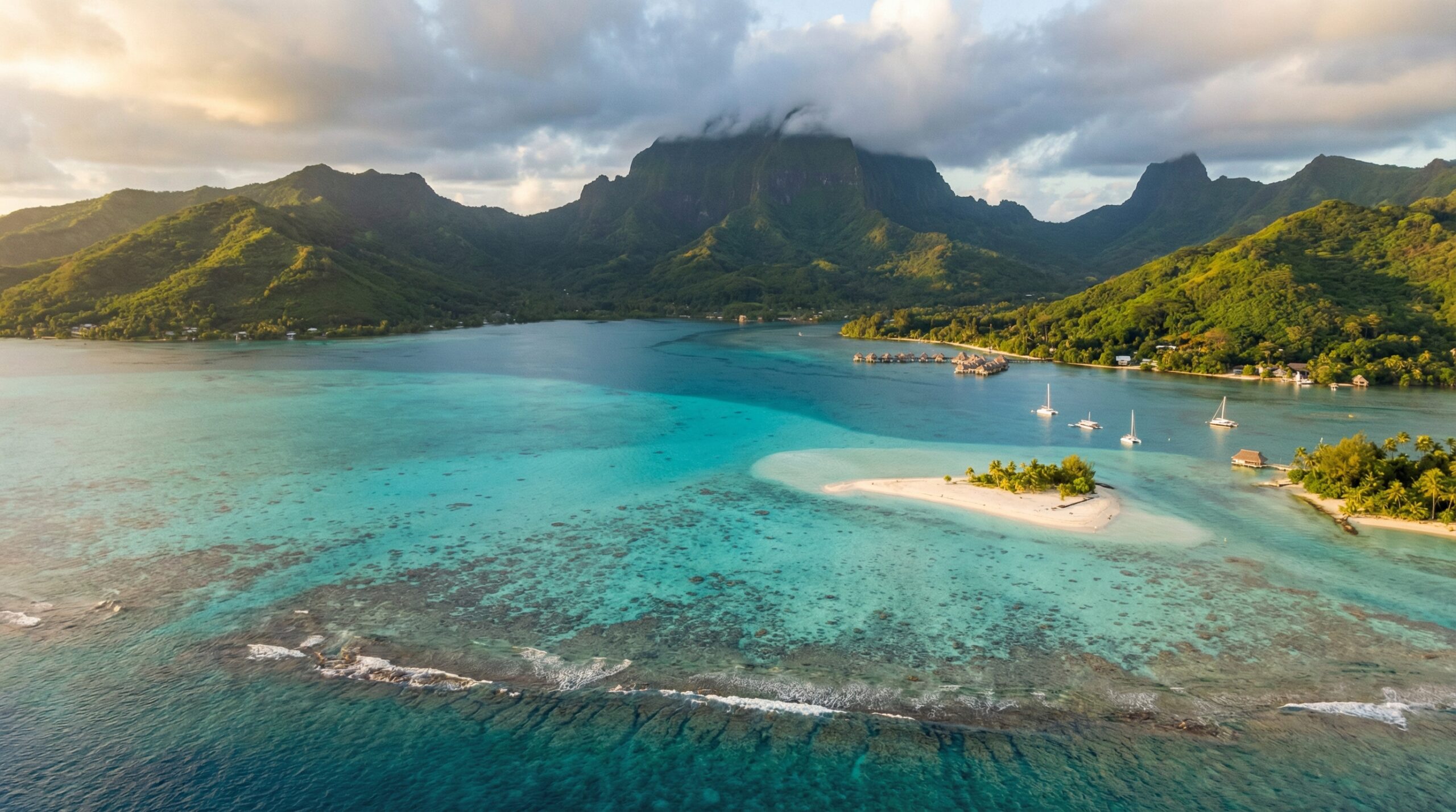 Aerial view of Raiatea lagoon